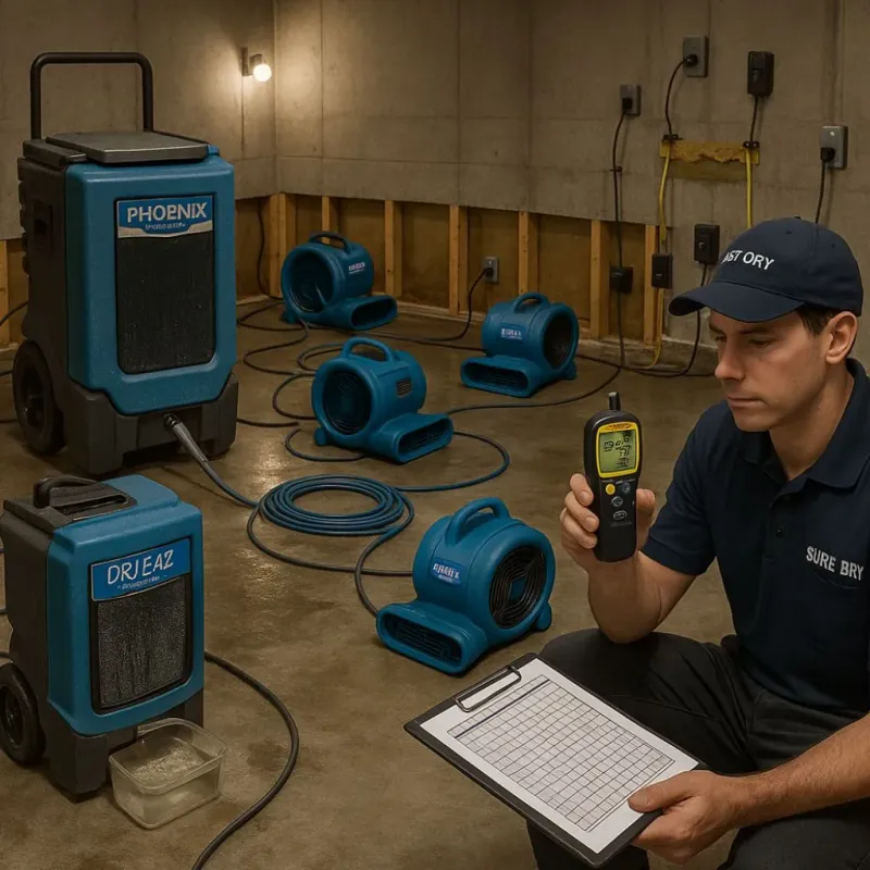 Structural Drying and Dehumidification process in Iowa Park, TX